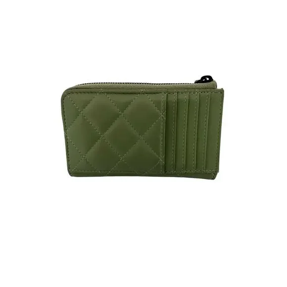 Chanel Quilted Lambskin Zip Coin Purse in Sage Green with Black CC Logo - Picture 6 of 6